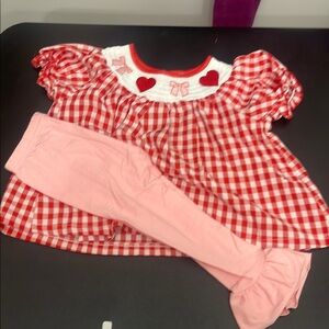 BRAND NEW SIZE 2 2T 3 4 Red Gingham Top with Pink Leggings